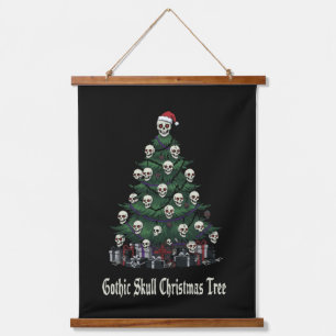 Gothic Skull Christmas Tree   Alternative Spooky  Hanging Tapestry