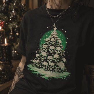 Gothic Skull Christmas Tree Merry Creepmas T-Shirt