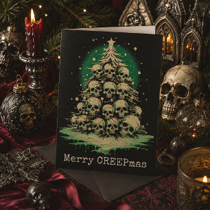 Gothic Skull Christmas Tree Spooky Horror Holiday Card