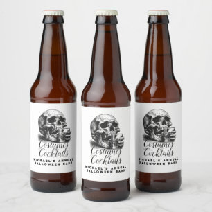 Gothic Skull Costume Cocktails Halloween Party Beer Bottle Label