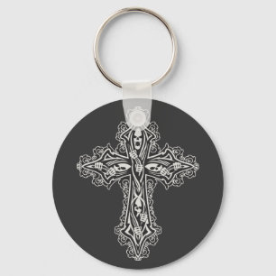 Gothic Skull Cross Key Ring
