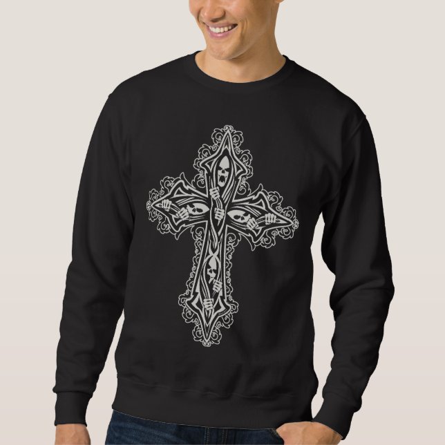 Gothic Skull Cross Sweatshirt (Front)