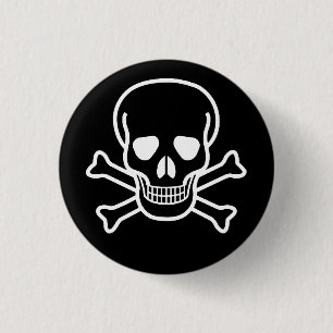 GOTHIC SKULL CROSSBONES 3 CM ROUND BADGE