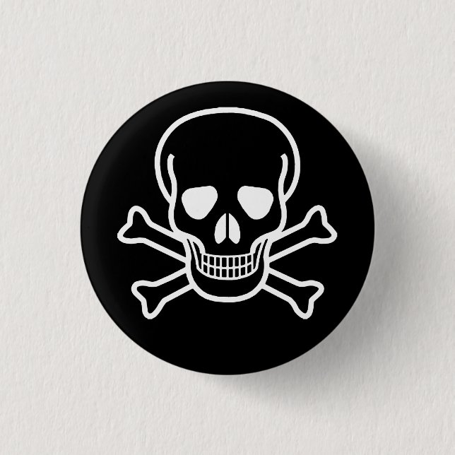GOTHIC SKULL CROSSBONES 3 CM ROUND BADGE (Front)