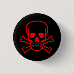 GOTHIC SKULL CROSSBONES 3 CM ROUND BADGE