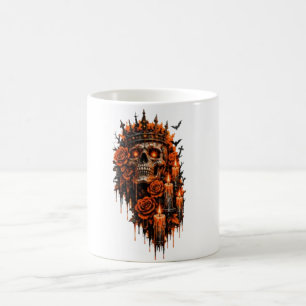 Gothic Skull Crown Halloween Dark Roses Spooky Des Coffee Mug