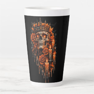 Gothic Skull Crown Halloween Dark Roses Spooky Des Latte Mug