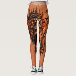 Gothic Skull Crown Halloween Dark Roses Spooky Des Leggings