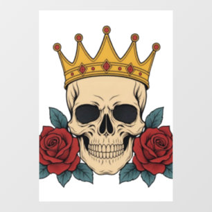 Gothic Skull Crown with Red Roses – Dark Biker