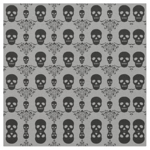 Metallic Infinity Scarf Halloween Damask Pattern Skulls -Pumpkins- Silver