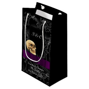 Gothic skull dark black themed small gift bag