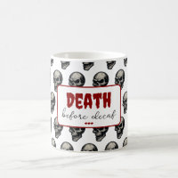 Gothic Skull ‘Death Before Decaf’ | Spooky Funny -