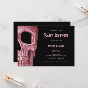 Gothic Skull Dusty Pink Baby Shower Invitation