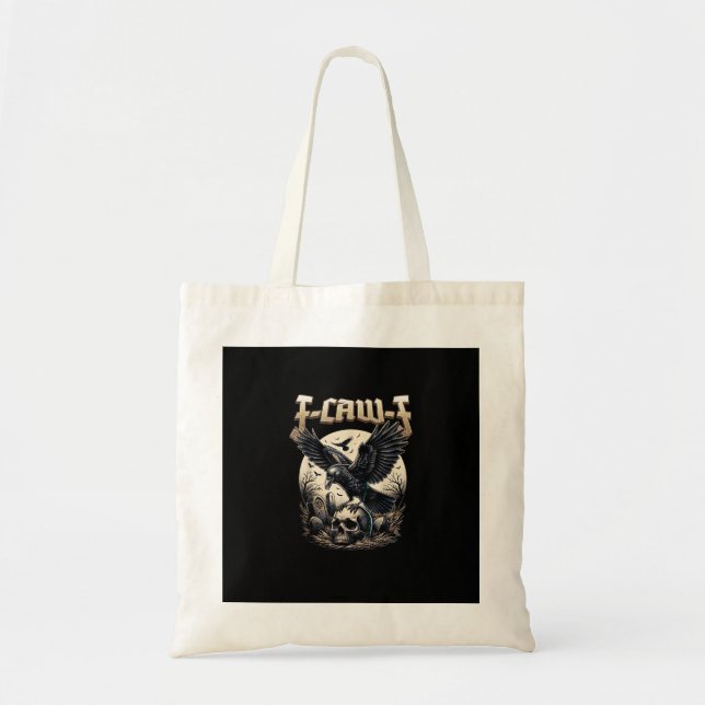 Gothic Skull F Caw F Crow Humor Graphic Tote Bag (Front)