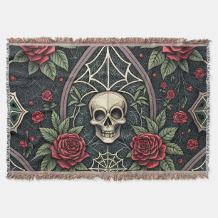 Gothic Skull Floral Celestial Pattern (3) Throw Blanket