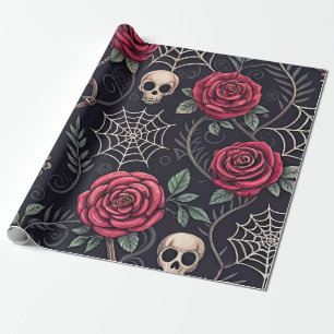 Gothic Skull Floral Celestial Pattern (4) Wrapping Paper