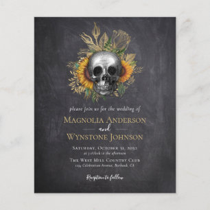 Gothic Skull Floral Halloween Wedding Invitation Flyer