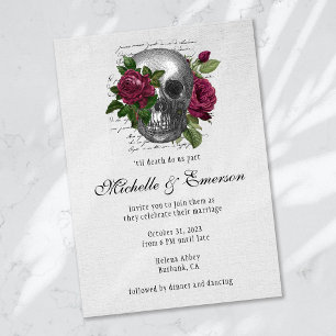 Gothic Skull Floral 'til death do us part Wedding Invitation