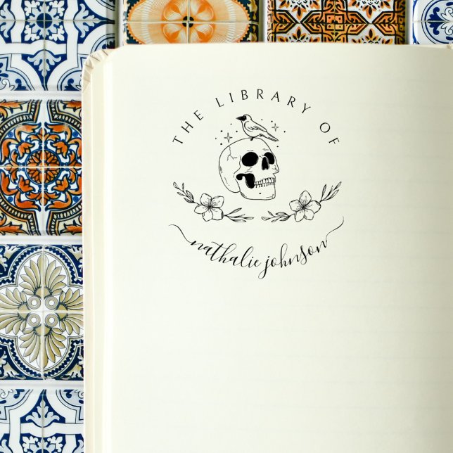 Gothic Skull Flowers From The Library of Book Rubber Stamp (Creator Uploaded)