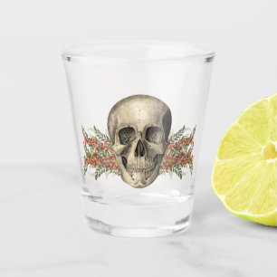 Gothic Skull & Flowers Shot Glass