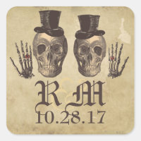 Gothic Skull gay couple Day of Dead Wedding