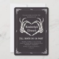 Gothic Skull Hallowedding Retro Wedding Invitation