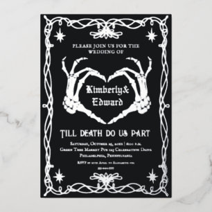Gothic Skull Hallowedding Retro Wedding Invitation