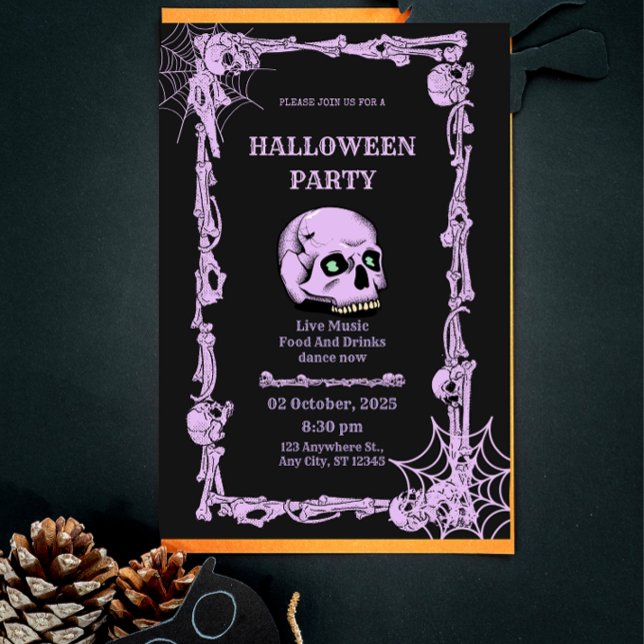 Gothic Skull Halloween Invitation  Dark & Elegant  (Creator Uploaded)