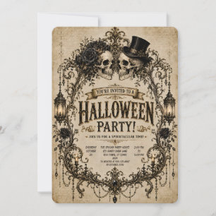 💀🕯️ Gothic Skull Halloween Party Invitation 🖤🎃
