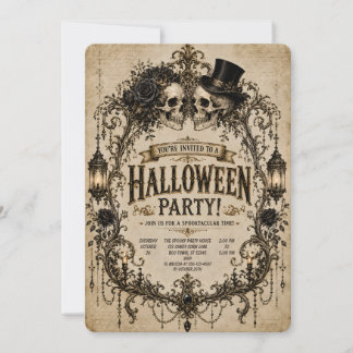 💀🕯️ Gothic Skull Halloween Party Invitation 🖤🎃