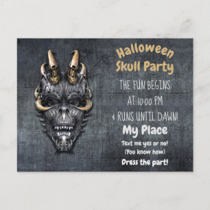 Gothic Skull Halloween Party Postcard