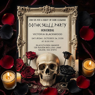 Gothic Skull Halloween Party Vintage Victorian  Invitation