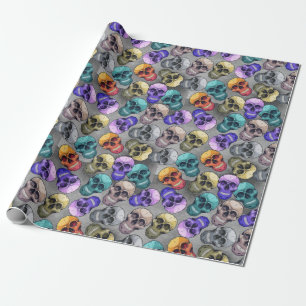 Gothic Skull Halloween Pattern  Wrapping Paper