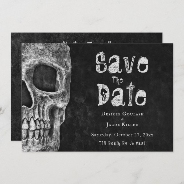 Gothic Skull Halloween Save The Date (Front/Back)