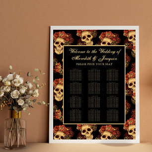 Gothic Skull Halloween Wedding Black Seating Chart