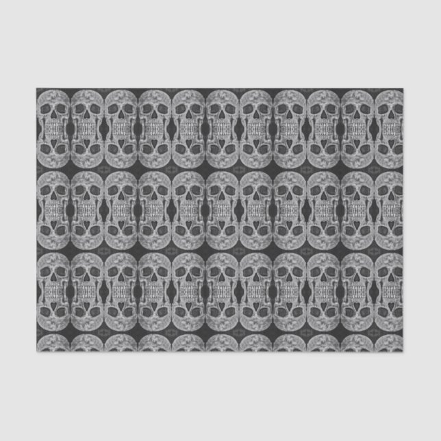 Gothic Skull Head Black And White Abstract Pattern Tissue Paper (Front)