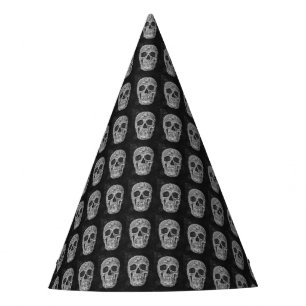 Gothic Skull Head Black And White Cool Pattern Party Hat