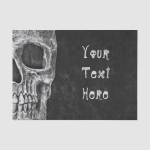 Gothic Skull Head Black And White Custom Tissue Paper