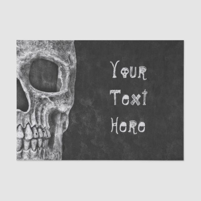 Gothic Skull Head Black And White Custom Tissue Paper (Front)