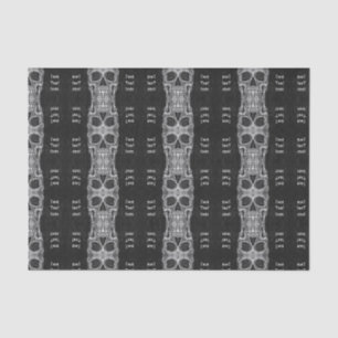 Gothic Skull Head Black And White Pattern Tissue Paper