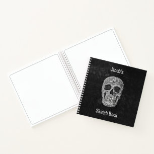 Gothic Skull Head Black White Art Sketch Book