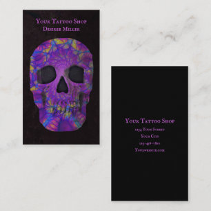 Gothic Skull Head Purple Abstract Pop Art Business Card