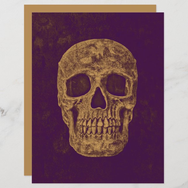 Gothic Skull Head Vintage Purple Gold Decoupage (Front/Back)