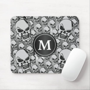Gothic Skull Heads - Monogram  Mouse Pad
