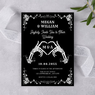 Gothic skull heart wedding  invitation