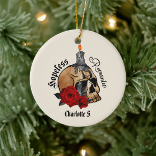 Gothic Skull Hopeless Romantic Ceramic Ornament