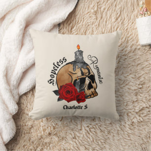 Gothic Skull Hopeless Romantic Cushion