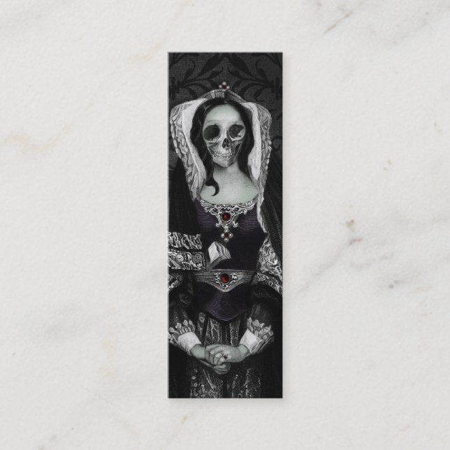 Gothic Skull Lady Mini Business Card (Front)
