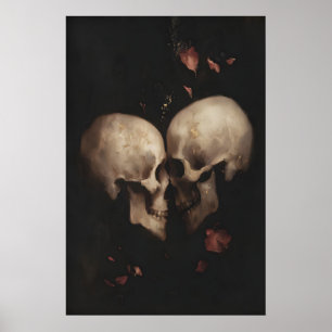 Gothic Skull Love Printable Romantic Skeleton Poster