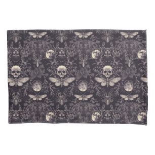 Gothic Skull Moths and Moon Bedding  Pillowcase
